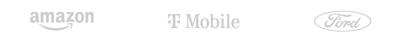 Customer logos including Amazon, T-Mobile, Ford and Hilton